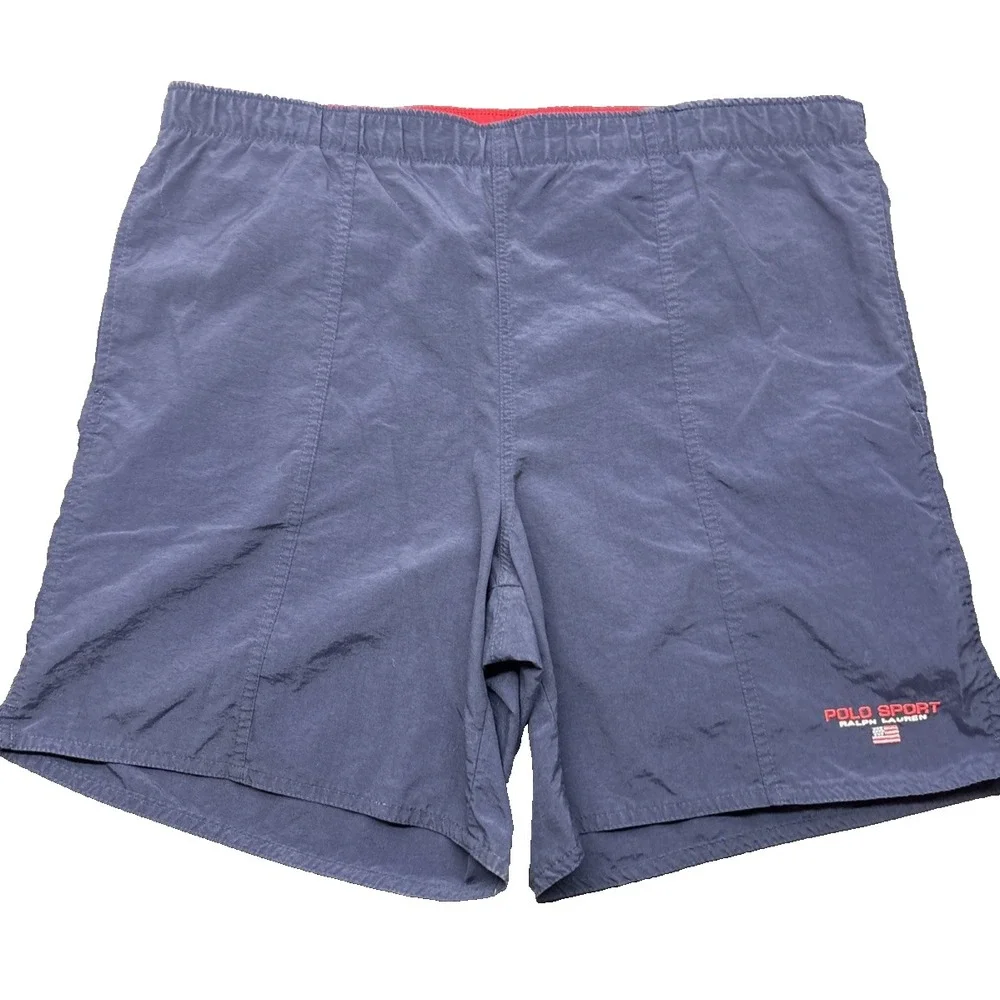Vintage Polo Ralph Lauren Shorts POLO SPORT Trunks Lined‎ Spell Out Men Sz XL